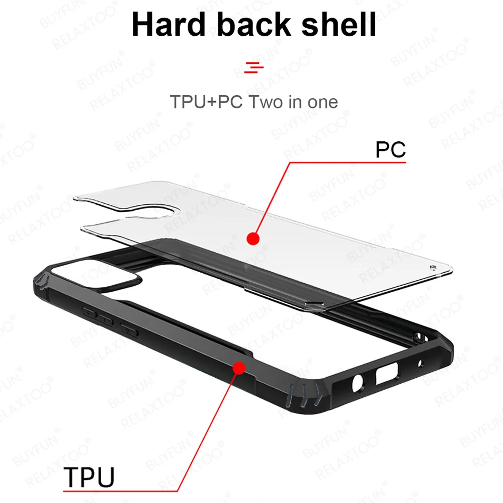 Clear Acrylic Shockproof Case for CMF Phone 2 Pro - Hybrid Rubber with Hard PC Back Cover