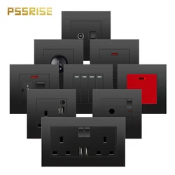 PSSRISE A08 Series UK Wall Switch Socket EU High Power Socket With USB PC Panel 86*86mm For Lamp TV Water Heater Air Conditioner