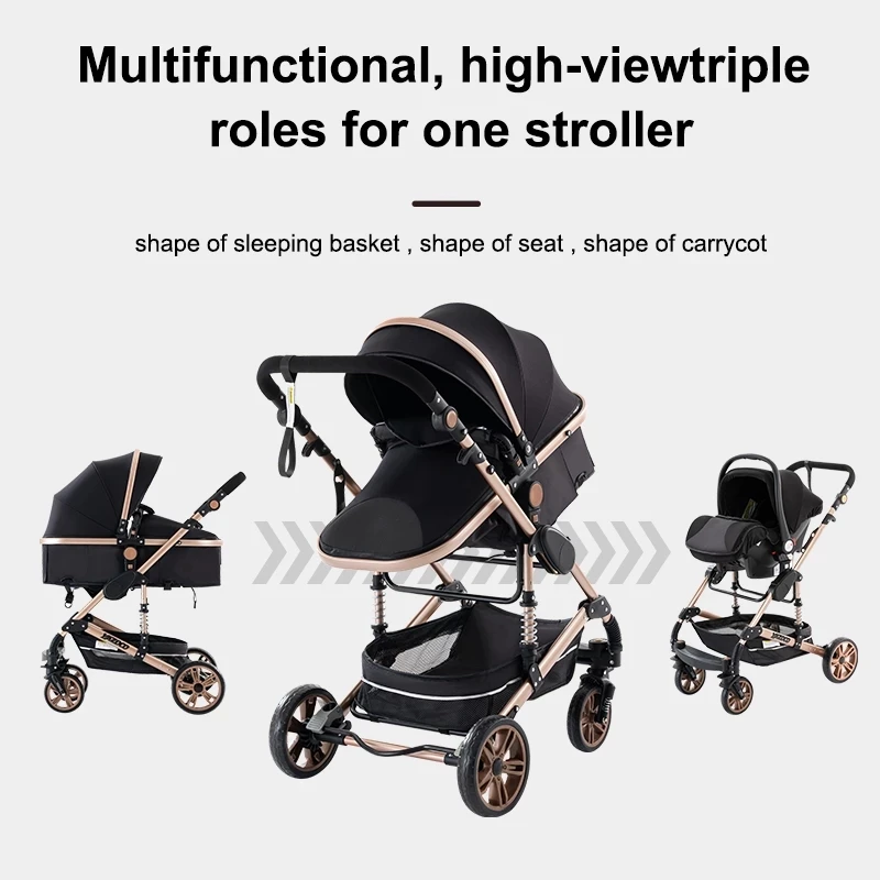 Stroller 3 in 1 Baby Stroller Multifunctional High Landscape Portable Aluminum Frame CE/CPC Safety YAZOCO Carrinho De Bebe