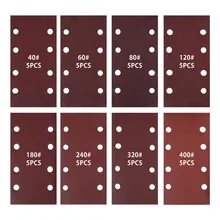 

40Pcs Square Sandpaper Kit Flocking Aluminium Oxide Sandpaper 8 Hole 40-400Grit Polish Tool 185x93mm Sandpaper Sheets