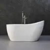 White 54 Acrylic Freestanding Bathtub Contemporary Soaking Tub with Brushed Nickel Overflow and Drain easy maintenance 2