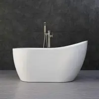 White 54 Acrylic Freestanding Bathtub Contemporary Soaking Tub with Brushed Nickel Overflow and Drain easy maintenance 2