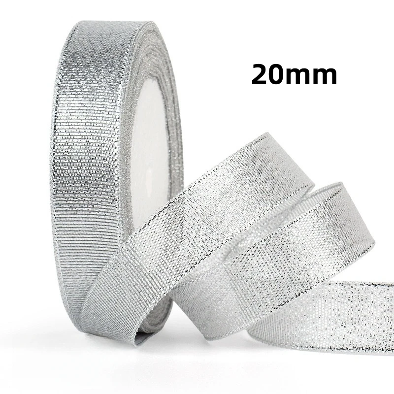 Gold Silver Glitter Ribbon - 25 Yards for DIY Crafts, Gift Wrapping, and Decoration