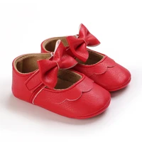 Spring and Autumn New Newborn Girl Infant Anti slip Walking Shoes, Girl Baby Red Comfortable Rubber Sole Bow Shoes Walking Shoes 5