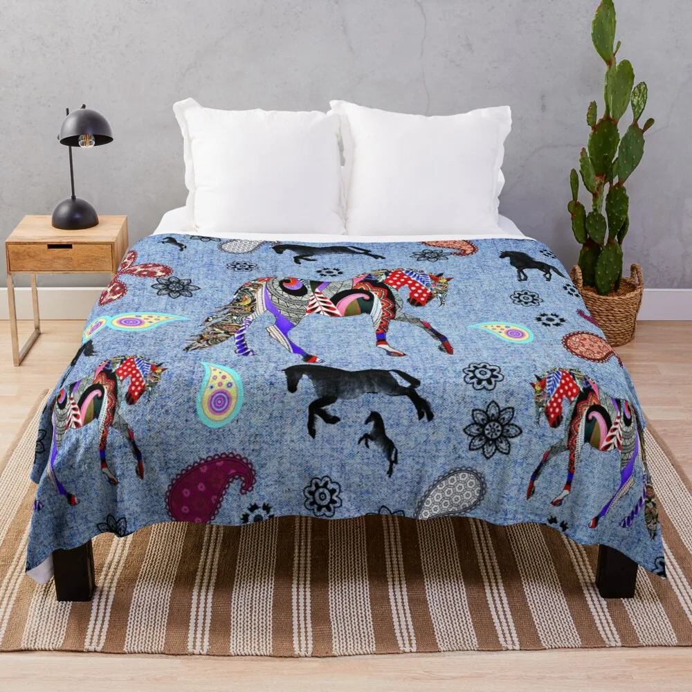 

HORSE Throw Blanket Winter bed blankets Blanket Fluffy bed plaid
