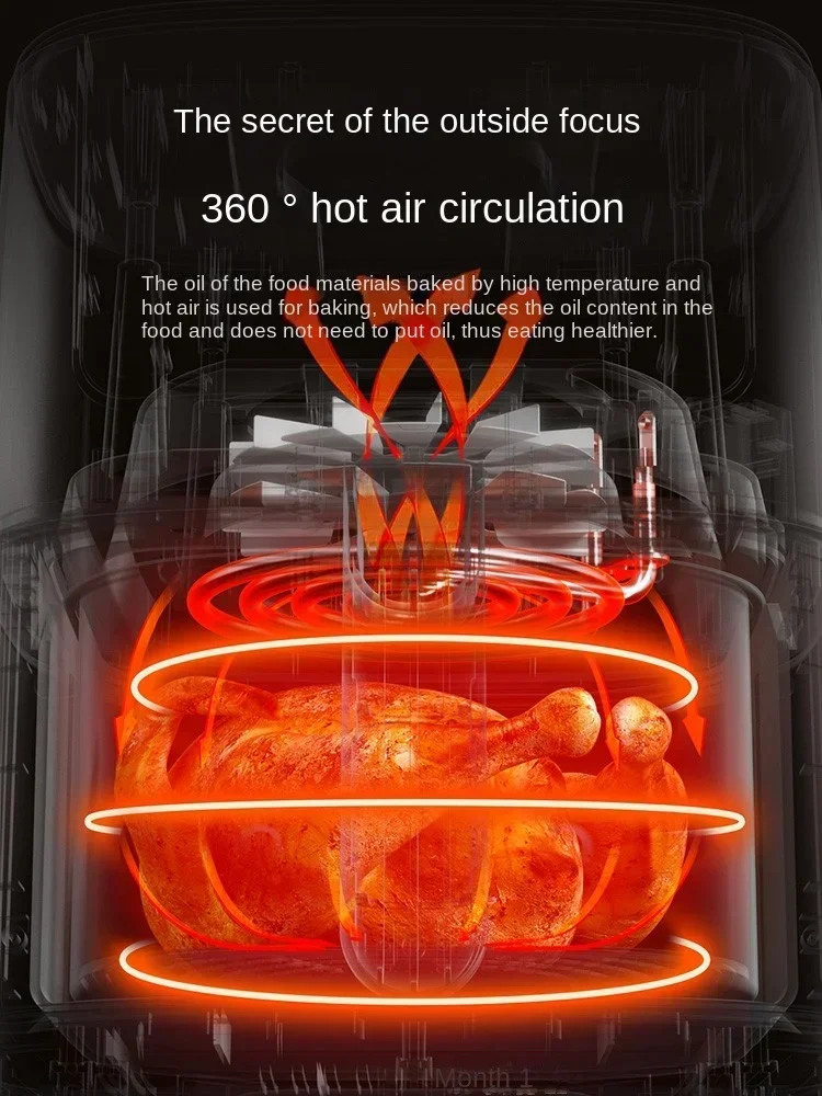 Intelligent air fryer 7L 8L9L automatic large capacity oil-free household multi360°  baking LED touch screen fryeroven 5