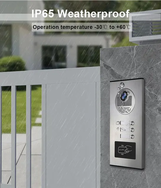 3 Unit Home Video Intercom for Apartments Residential Intercom Doorbell Video Door Phone System with RFID Card Unlock 4