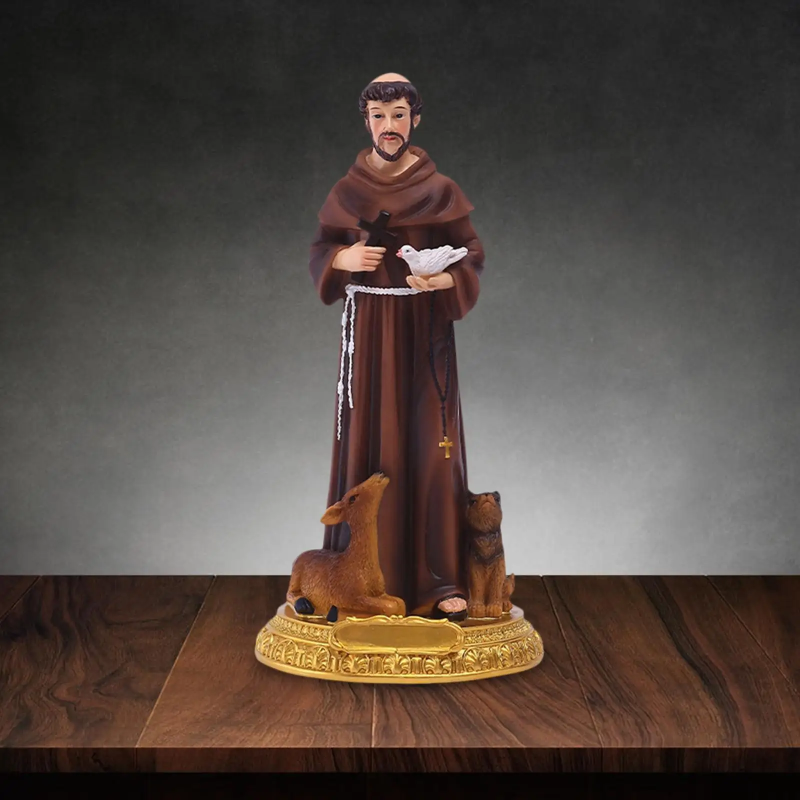 Saint Francis of Assisi Statue Resin Crafts Figurine Ornament Collectible