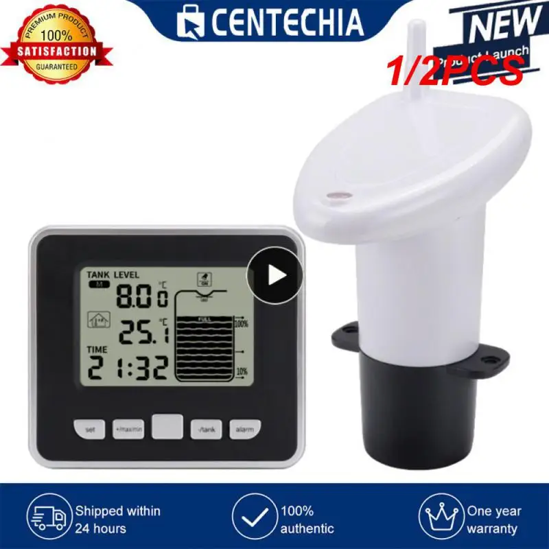 

1/2PCS Water Level Meter Pometer Measure Gauge Ultrasonic Liquid Depth with Temperature Alarm Time Alarm Transmitter Measuring