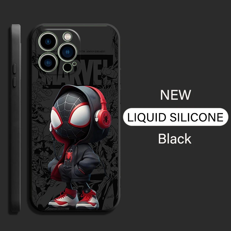 Marvel Spiderman Comics para iPhone 15 14 13 12 11 Pro Max 13 12 Mini 6 6S 7 8 Plus funda de teléfono cubierta de silicona líquida suave