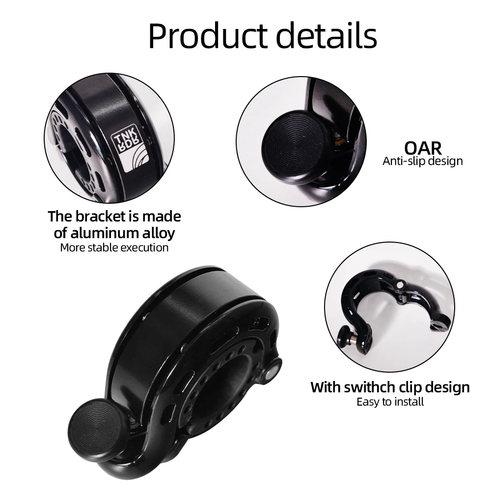 Bicycle Bell ThinkRider Stainless Bicycle Bell Ring MTB Cycling Horn Bike Handlebar Bell Crisp Sound Horn for Bicycle Safety Bike Accessories
