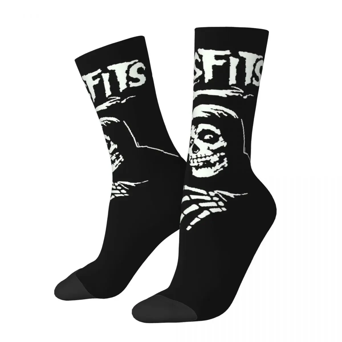 

Funny Misfits Skull Football Socks Polyester Novelty Street Style Socks for Unisex Sweat Absorbing