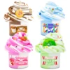 1Pcs/4Pcs Super Stretchy Bicolor  Butter Slime Kit-Scented DIY Fluffy Silly Putty with Strawberry Coffee Charms,Anti-Stress Toy 1