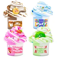 1Pcs/4Pcs Super Stretchy Bicolor  Butter Slime Kit-Scented DIY Fluffy Silly Putty with Strawberry Coffee Charms,Anti-Stress Toy 1