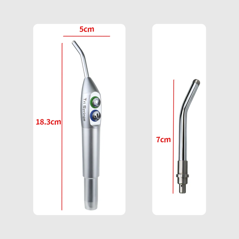 Dental Autoclave Triple Syringe | Air/Water/Spray Button Handpiece With 2 Nozzles | CE Approved