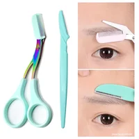 Heallor Eyebrow Trimming Knife Safe Anti-scratch Scissors Eyebrow Shaving Tool for Men and Women Beginner Beauty Tool Set Eyebro 1