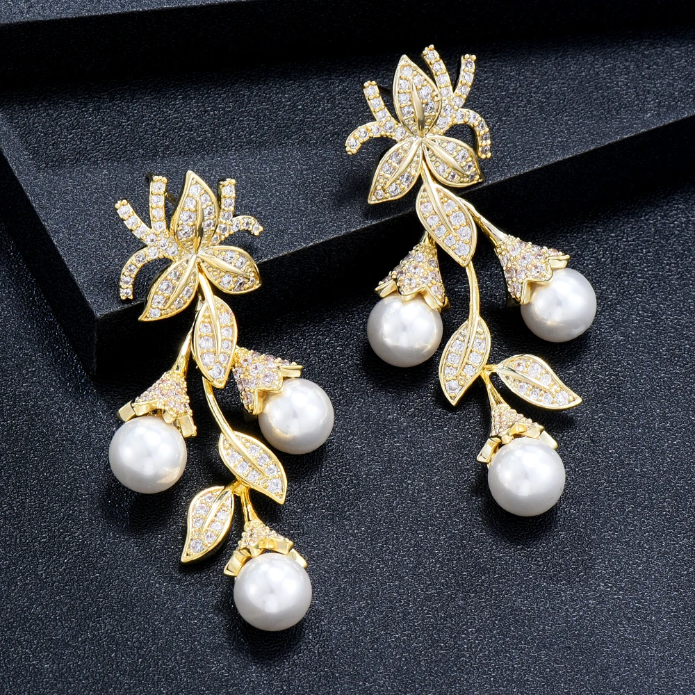 

Kellybola New Trendy Pearl Earrings Bohemia Luxury Bridal Wedding Full Charm Cubic Zirconia 2022 Charm Design Women Jewelry