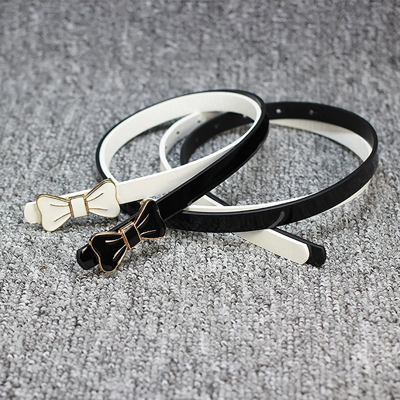 

2023 High Quality Bow Buckle Ladies Patent Leather Dress Decorative Rhinestones Small Thin Belts for Women Luxury Designer Brand