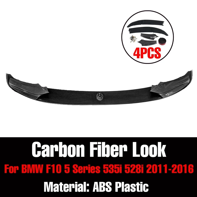 Car Front Bumper Lip Diffuser Splitters Body Kit Aprons Cover Guard Trim 4x for BMW F10 5 Series 535i 528i M Sport 2011-