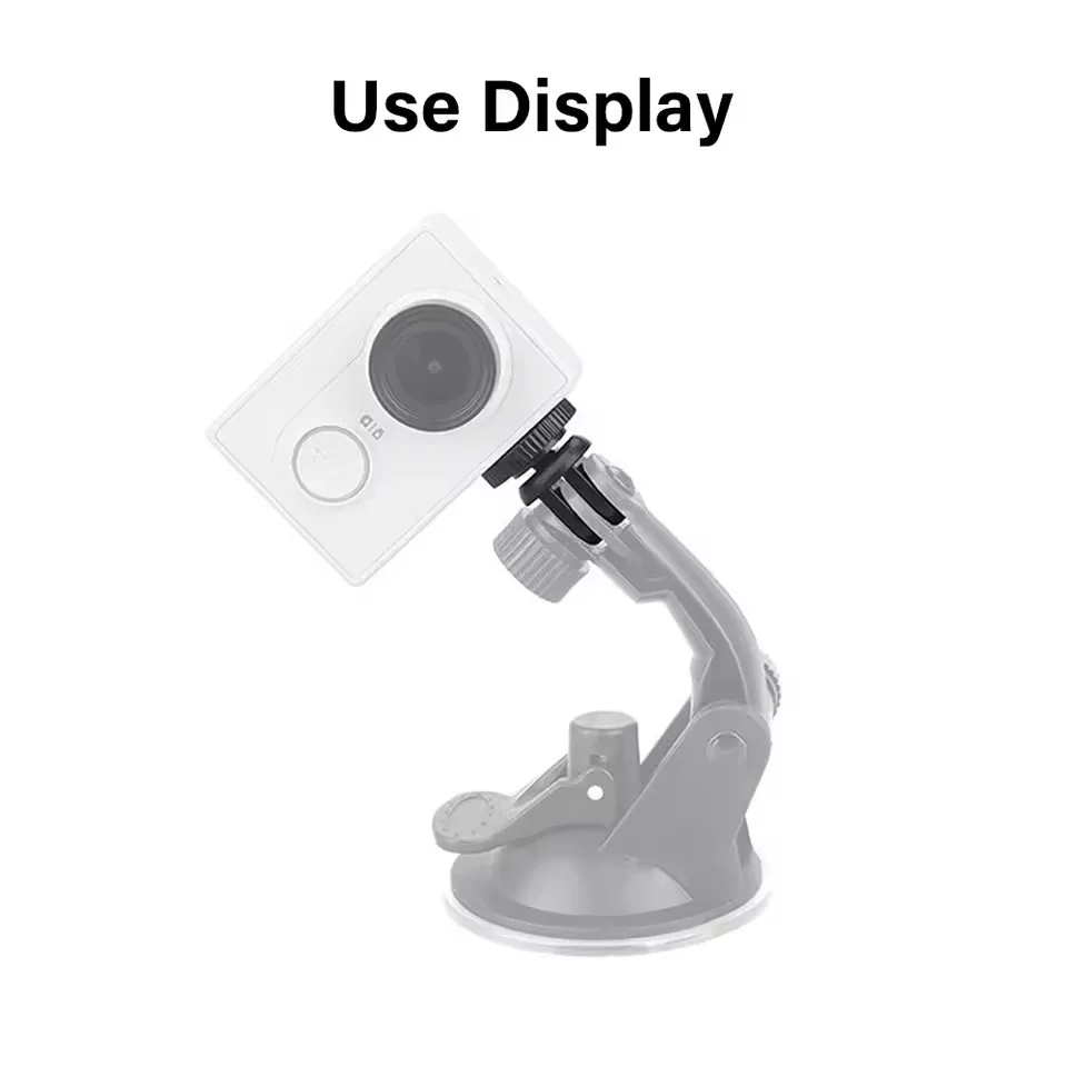 Gros plan sur un adaptateur 1/4 pouce pour GoPro, montrant le filetage en aluminium
