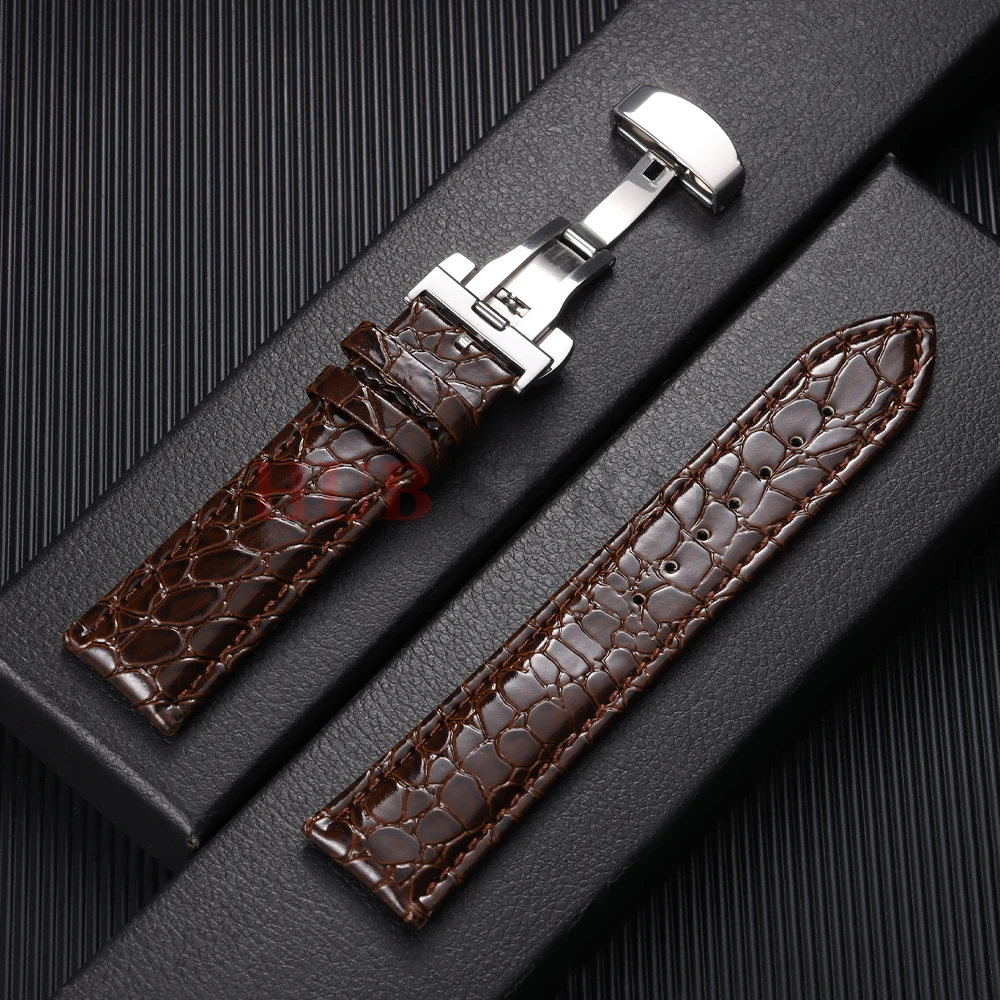 Leder-Uhrenarmbänder mit Krokodilmuster-Design, automatische Schnalle, für Herren und Damen, Business-Uhrenarmband, 12/14/16/18/19/20/22 mm Uhrenarmbänder – Detail 14