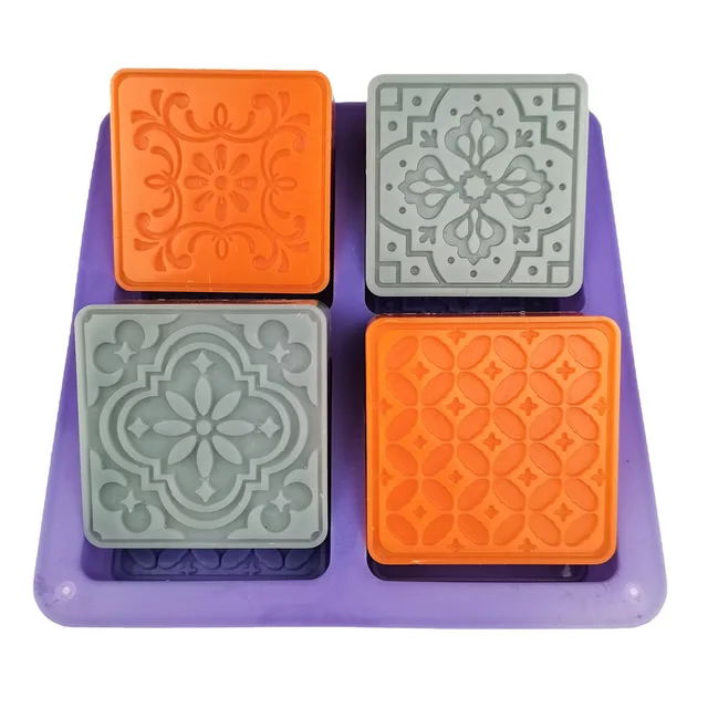 Soap Molds Retro Floral Flower Silicone Mould for Home Handmade Scented Soap Loaf Cake Craft DIY Candle Making Supplie Tools