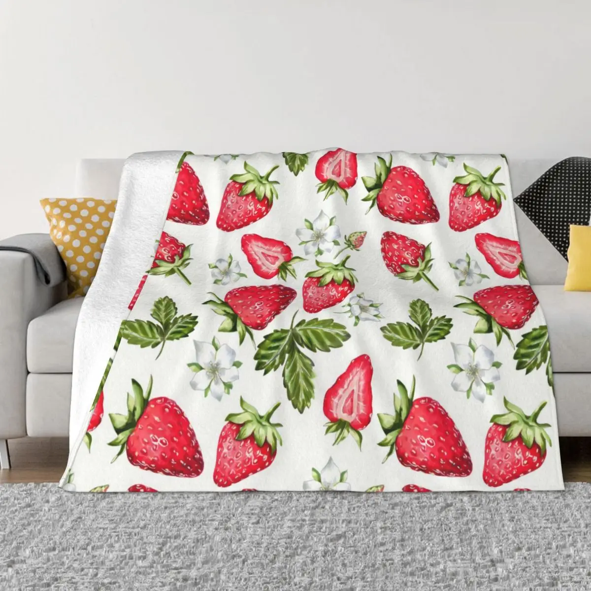 

Strawberry Pink Cute Plaid Blanket Winter Warmth Flannel Fleece Throw Blankets for Bedroom Affordable
