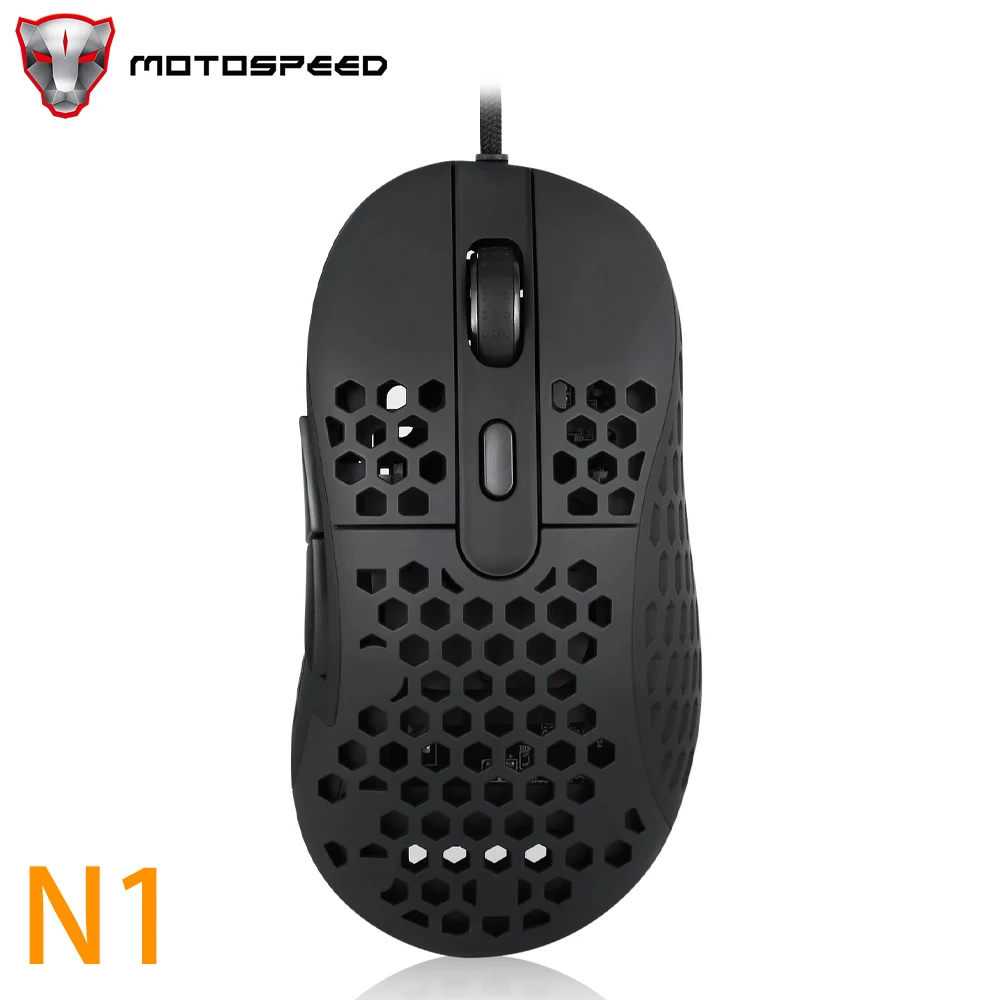 Motospeed N1 легкая игровая мышь USB Проводная 6400DPI PMW3389 оптическая эргономичная игровая компьютерная мышь с сотовым корпусом для PUBG
