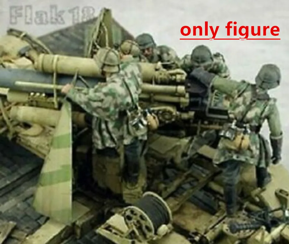 Maquette Résine 1/35 Hobby Fan – équipage Canon Flak 18 Allemand (8 Figurines) WW2