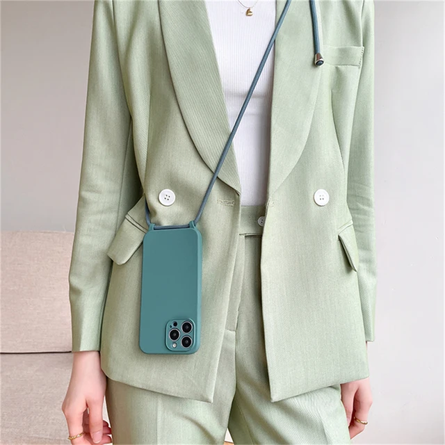 Custodia Per IPhone 15 Con Laccio - Silicone Morbido, Antiurto, Verde - Foto 10