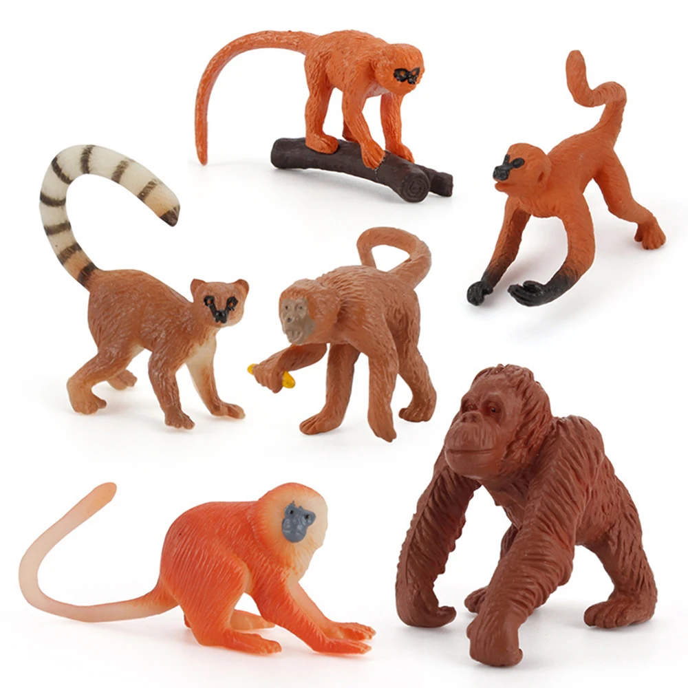 

Cute Toys for Kids Child Realistic Monkey Action Figures Miniature Orangutan Figurines Farm Pasture Models Collection Gifts