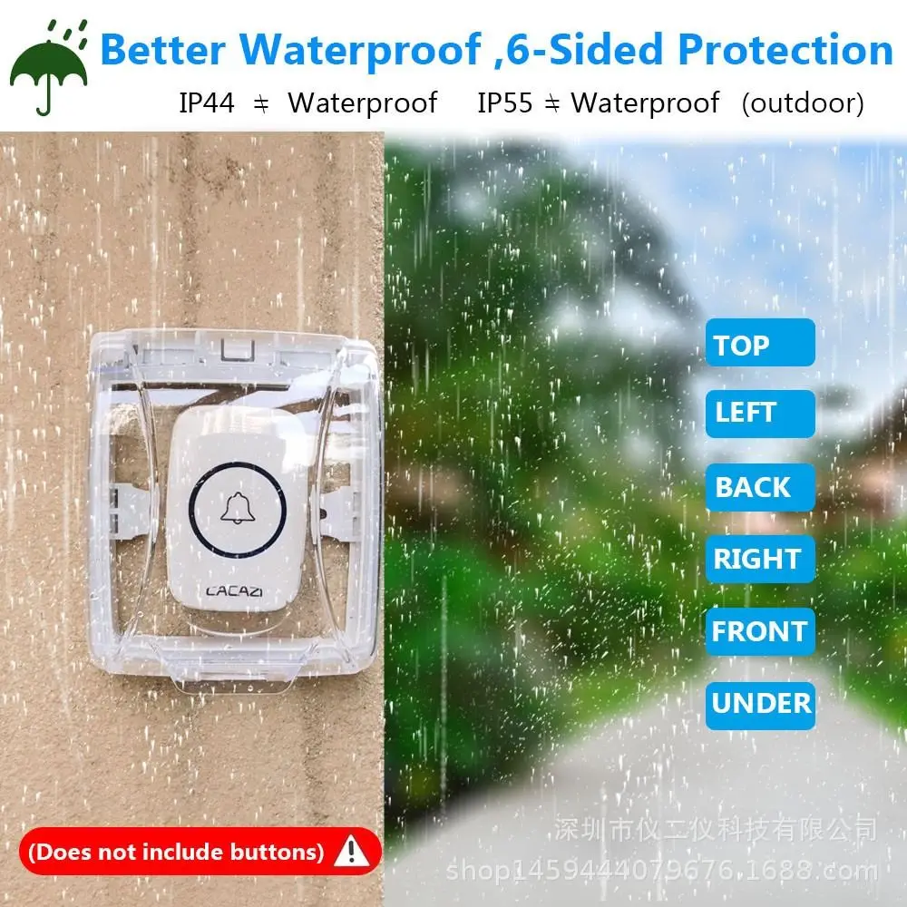 Waterproof Cover for Wireless Doorbell Smart Door Bell Ring Chime Button Outdoor Transparent Doorbell