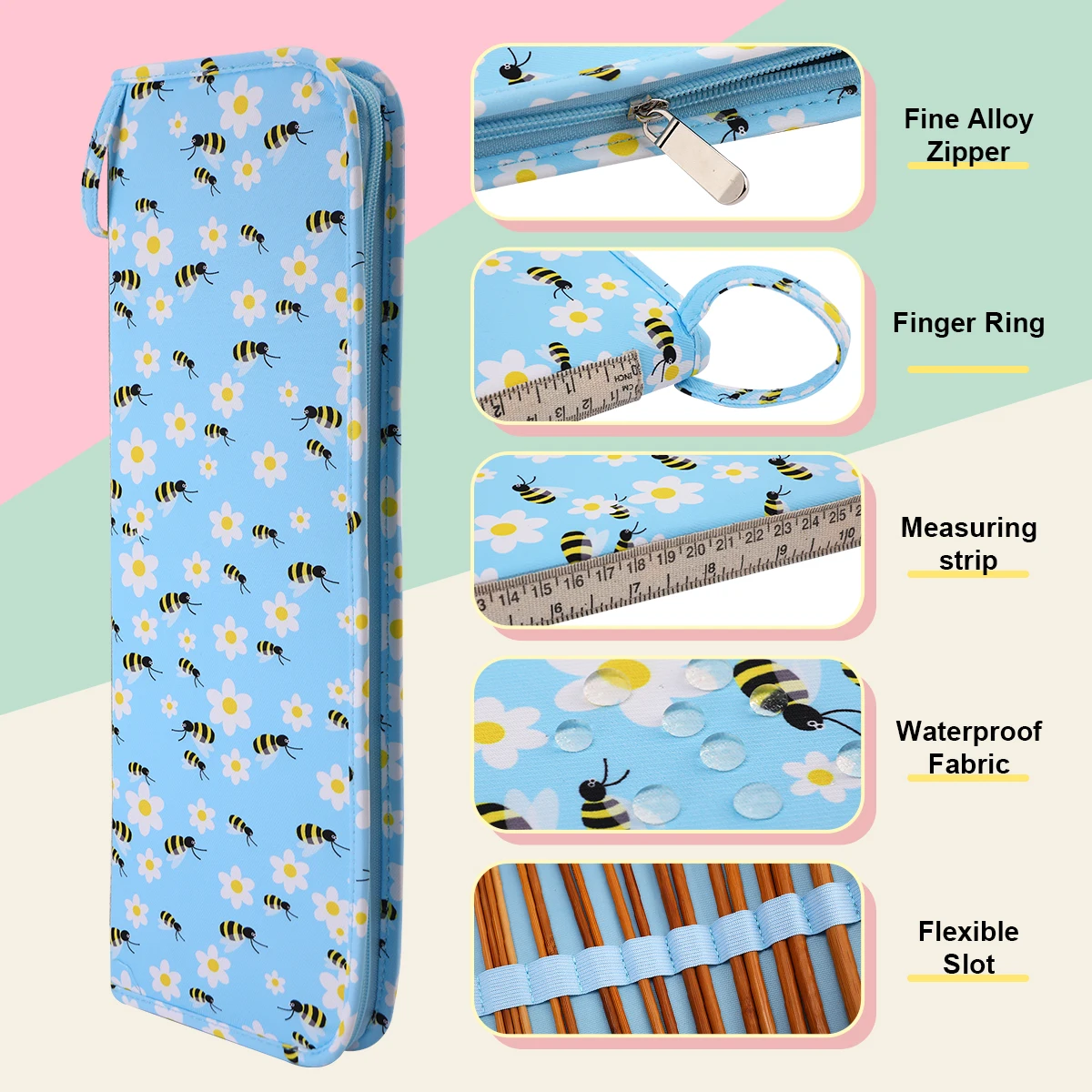 Knitting Tool Organizer Portable Stick Needles Bag Waterproof Daisy Crochet Tote For Sewing Tools Accessories Gift