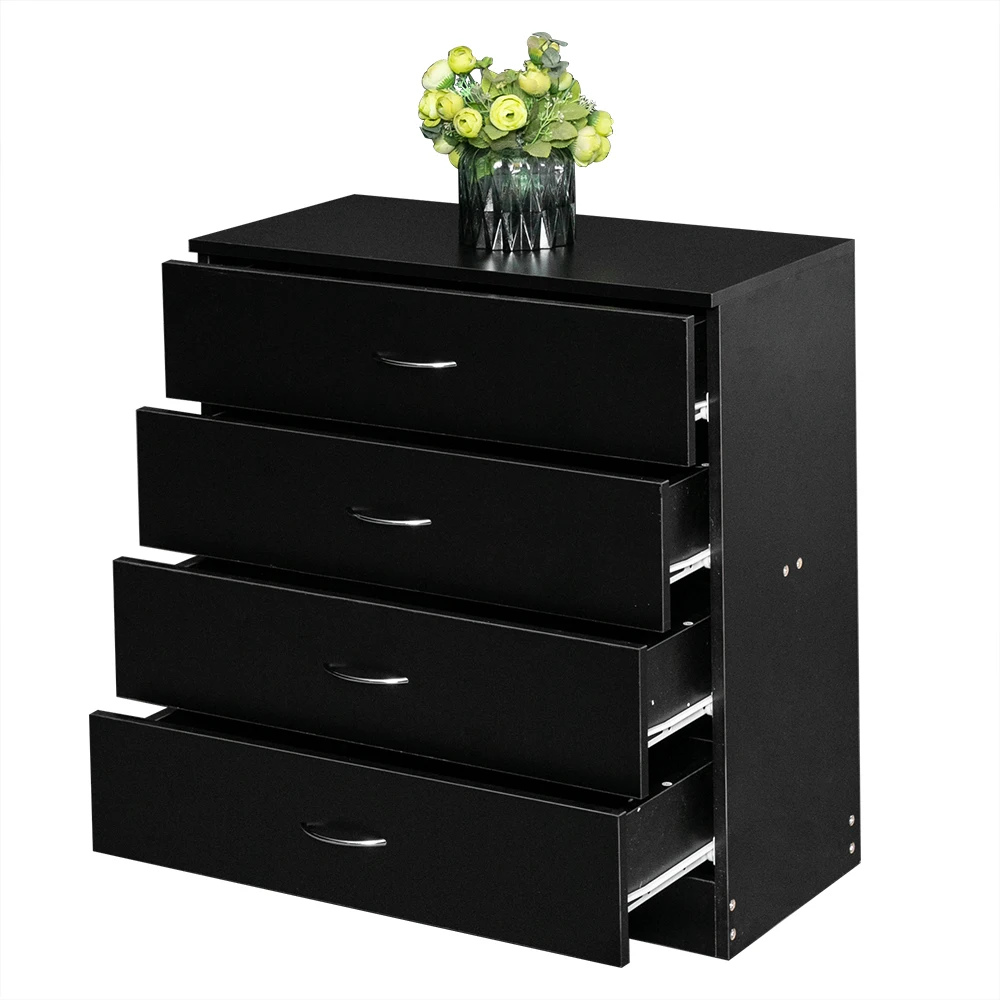 Modern Simple 4-Drawer Dresser Black