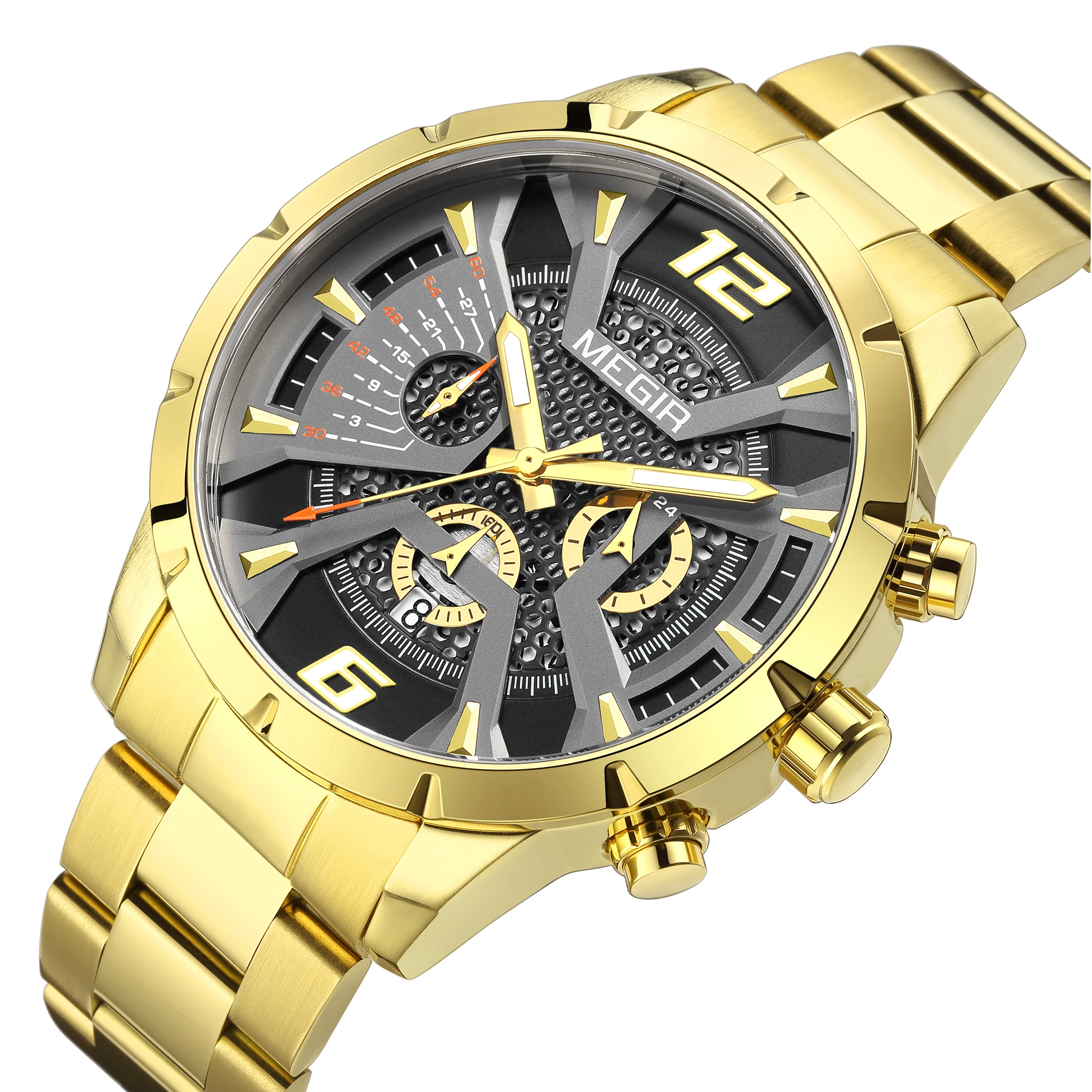 Stainless Steel for Men Luxury Business Casual Quartz Date Clock Chronograph Big Dial Wrist_voghion.com