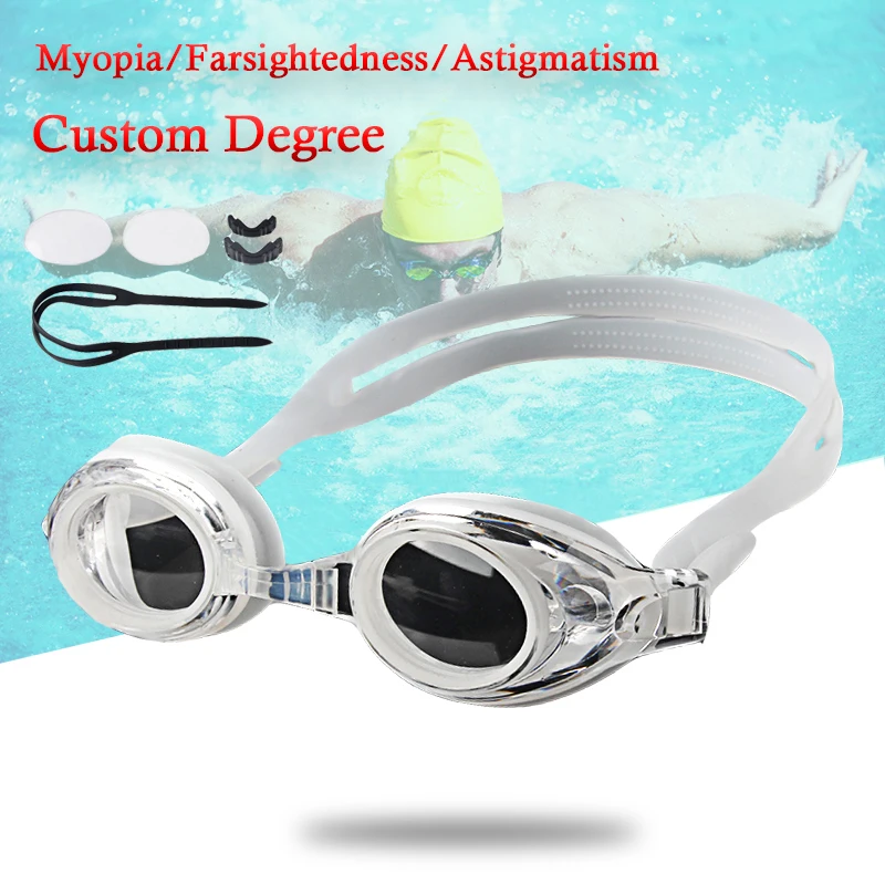 Anti-Fog Myopia Swim Eyewear Waterproof Swimming Diving Goggles Water Sport Glasses Farsightedness/Astigmatism Degree