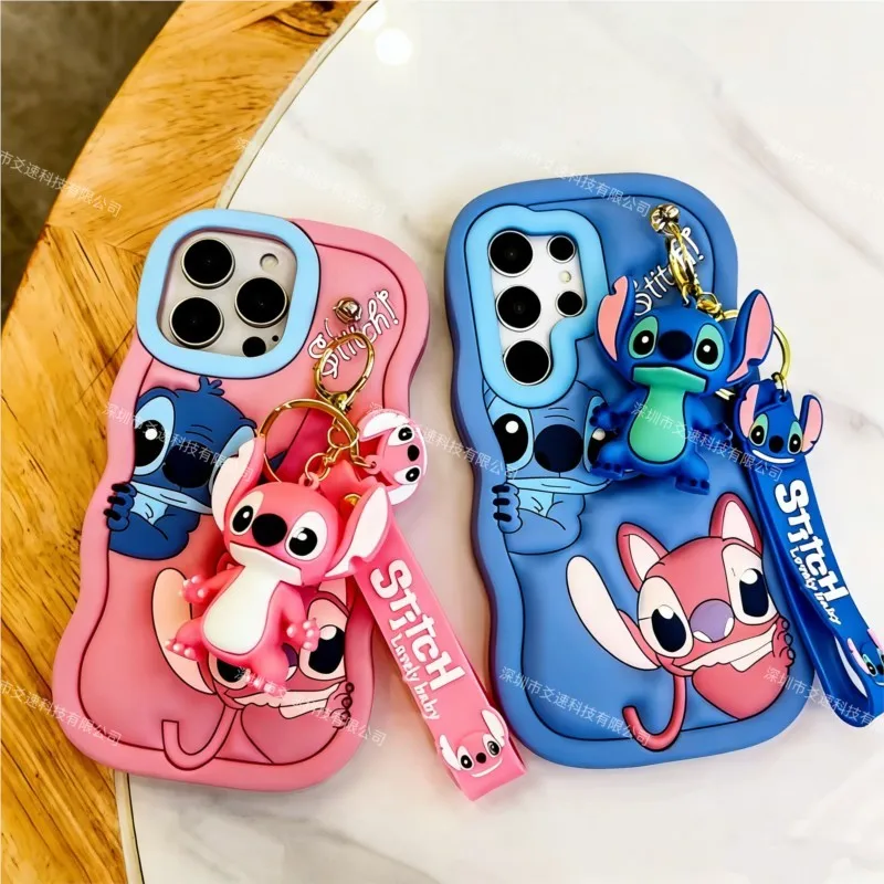 3D Cartoon Stitch Key Chain Phone Case For iPhone 17 16 Pro max 15 14 13 12 mini 11 Pro Max 6 6s 7 8 Plus Soft Silicone Cover 4