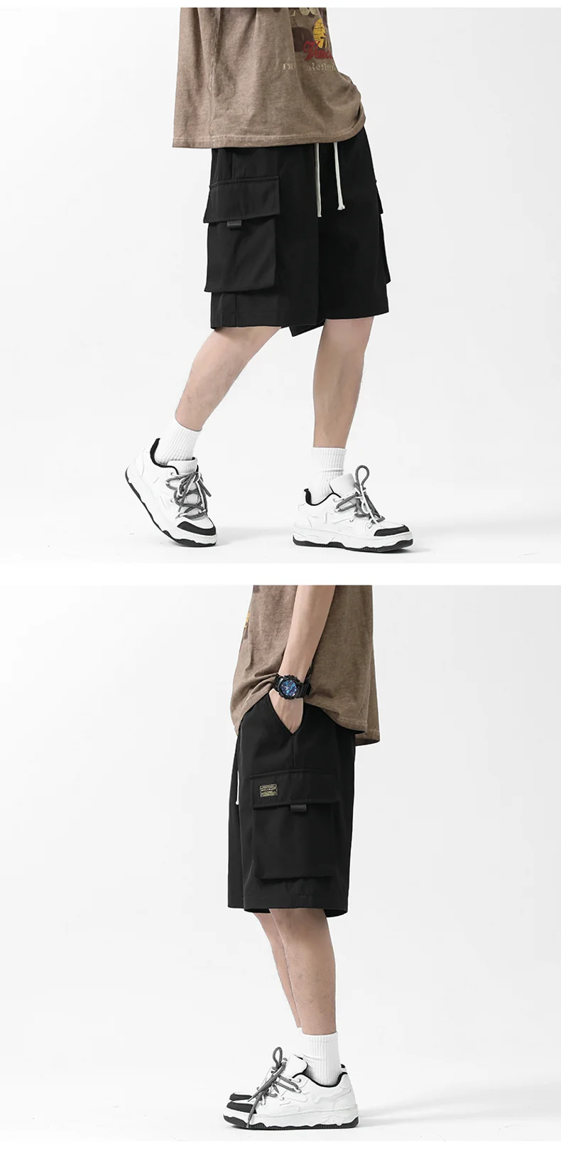 Summer Mens Workwear Shorts Five-point Casual Pants Loose Straight Guard Quick Dry Beach Japanese Sweatpants