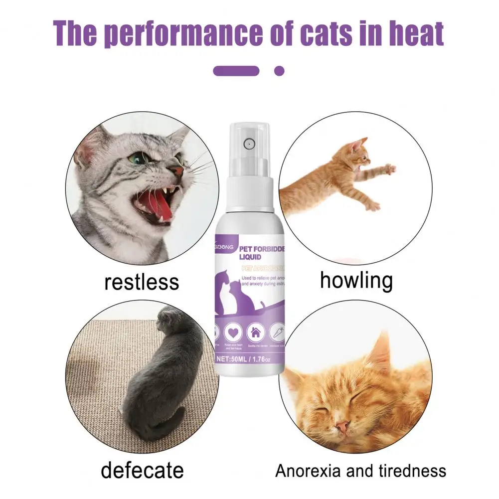 50ml Cat Calming Spray No Odor Pet Calming Spray Prevent Howling Improve Appetite Pet Dog Estrus Liquid