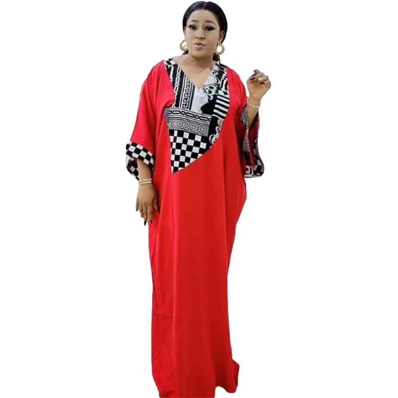 여성용 리넨 프린트 롱 드레스, 아프리카 의류, 레드 옐로우, 봄, 가을