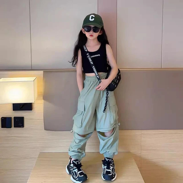 Summer Girls Cargo Pants Baby Pants Kids Trousers Teenage Bottoms