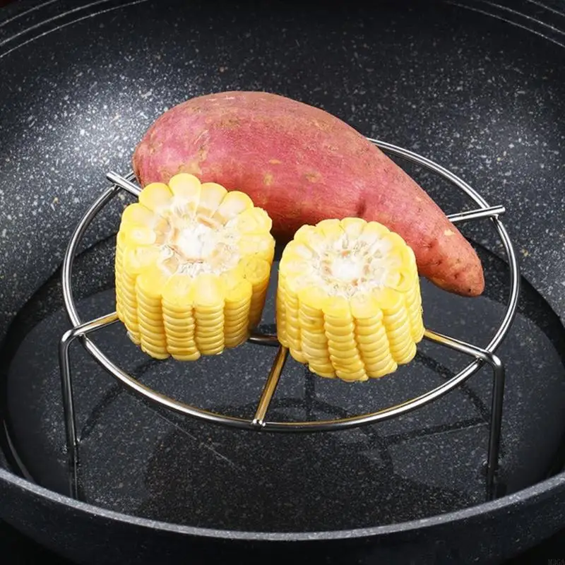 M3GA Stainless Steel Round Pot Rack Dumplings Steaming Tray Tableware Stand for Kitchen Cooking Accessories