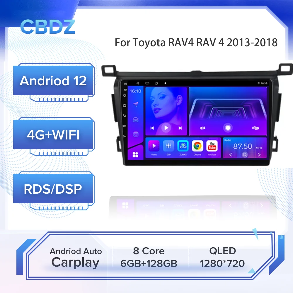 

Автомагнитола для Toyota RAV4 RAV 4 2013-2018 Android 4G WIFI Carplay GPS-навигация без DVD-плеера