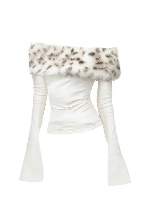 T-shirt manches longues femme, haut à épaules dénudées, Vintage, basique, blanc, Y2k, automne-hiver, années 2000 1