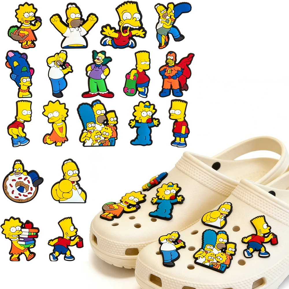 Anime Simpson Shoe Charms Set - Cute Sandal Accessories Badges