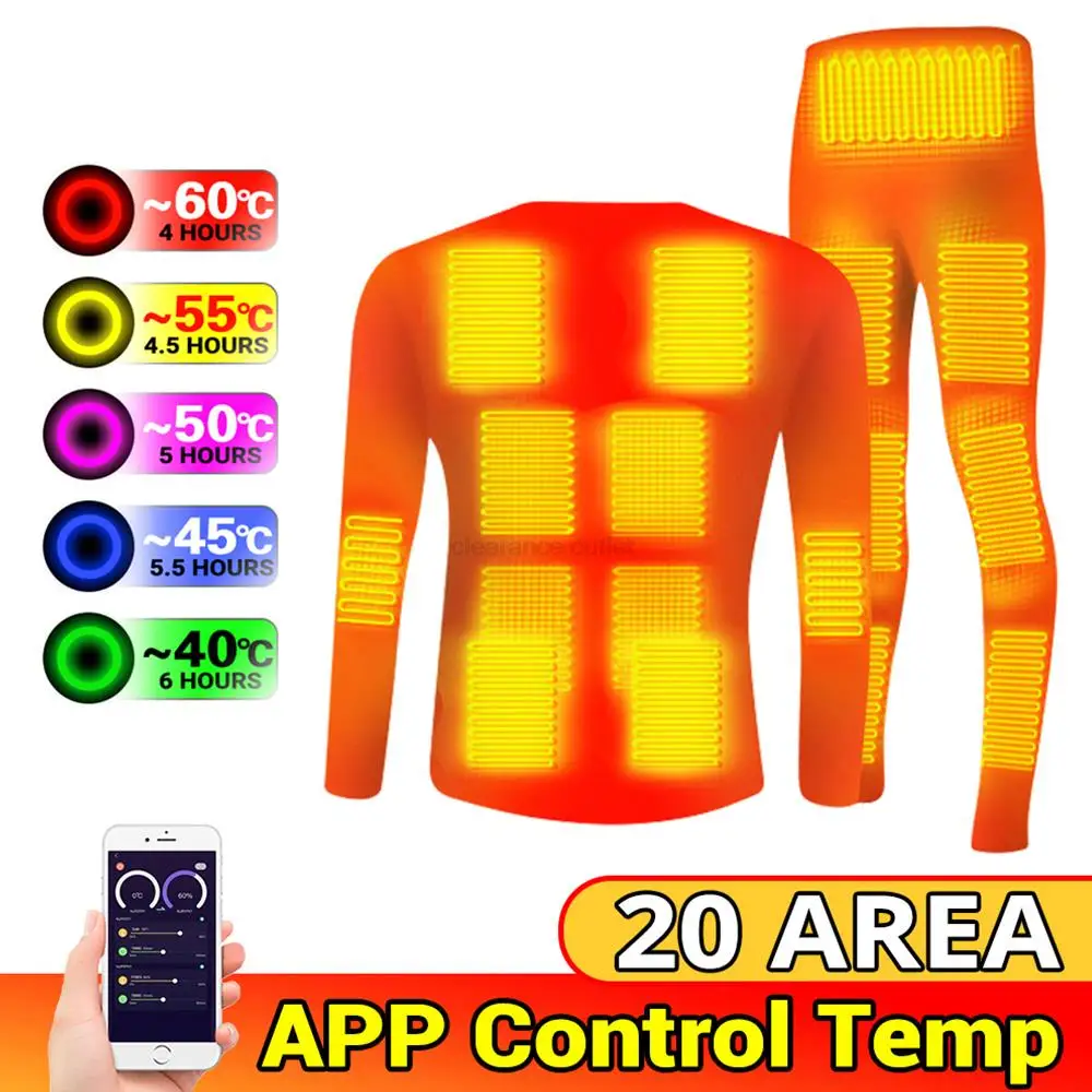 

Electric Heated Fleece Lined Thermal Tops Pants Heated Underwear Smart Phone App Control Temperature Motorcycle Jacket Suit