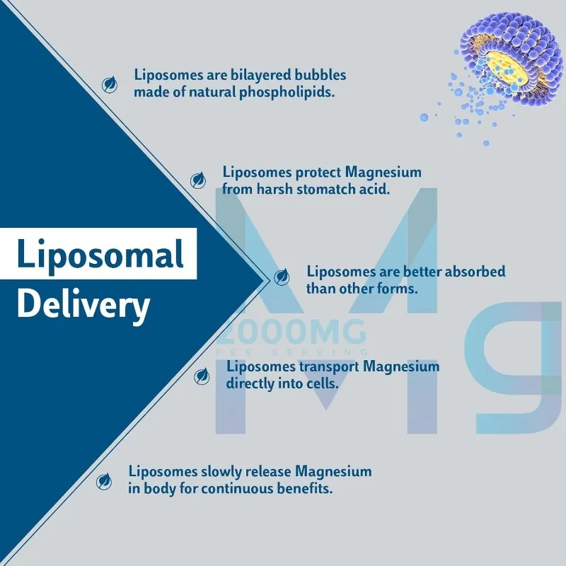 Liposome Magnesium Soft Capsules 2000mg-Magnesium Supplement Containing Vitamin D3 and K2- Bone Health -60 Capsules