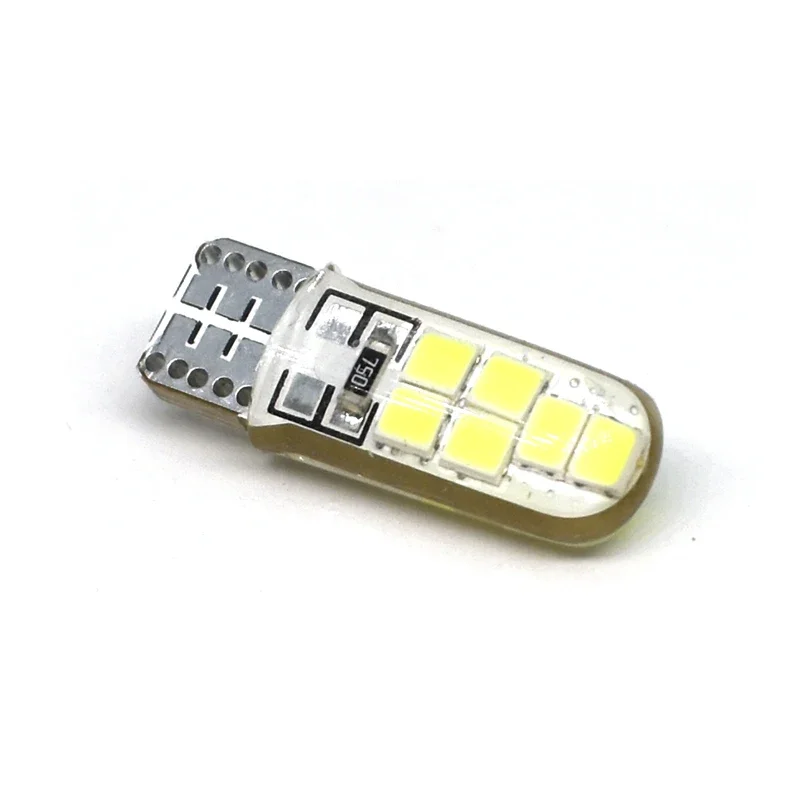 1x2023 W5W светодиодный автомобильный фонарь T10 12SMD модернизированная Прозрачная силиконовая лампа для автомобильного номерного знака купольная лампа для чтения клиновой лампы DRL 12 в белый