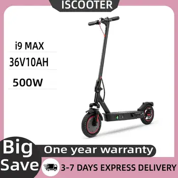 ISCOOTER I9 MAX Scooter Elettrico Adulti 500W motore 36V10Ah E-Scooter 10 "Pneumatici Solidi A Nido D'ape Pieghevole EScooter