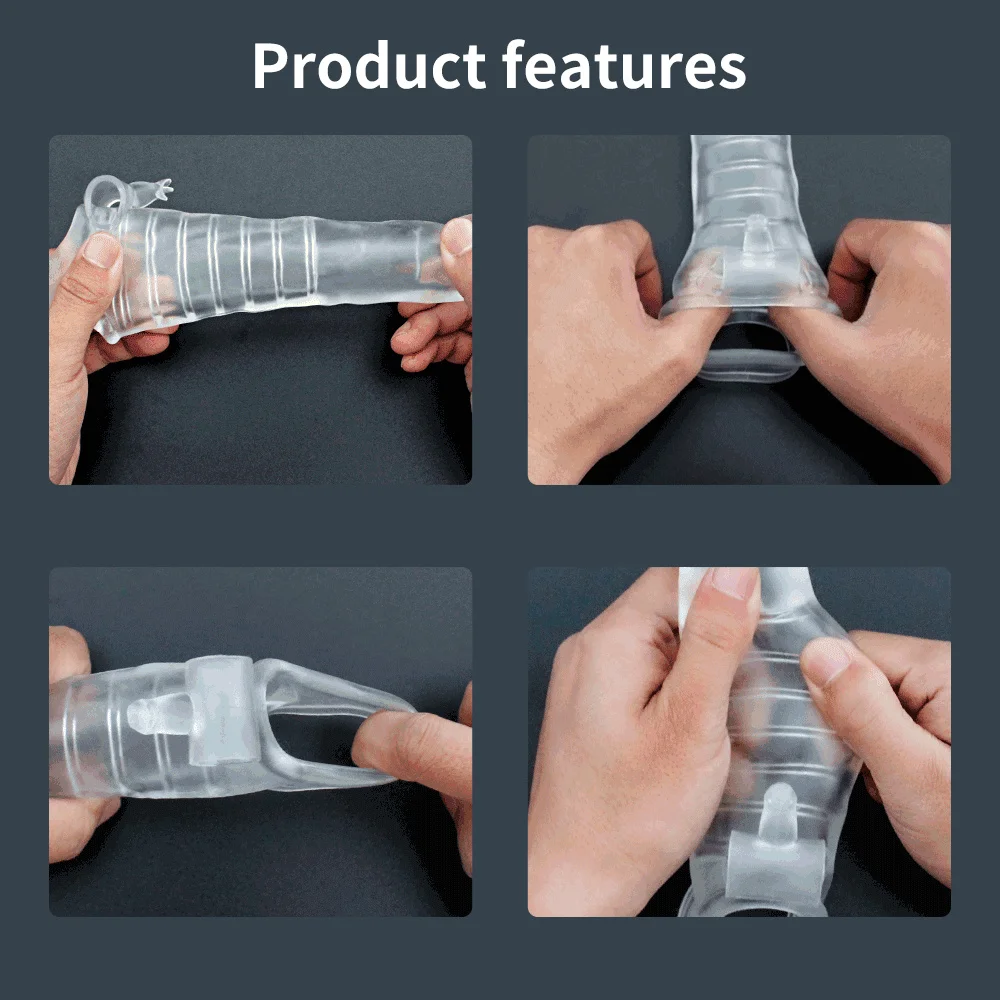 Penis Vibrator For Men Penis Enlargement Sleeve Delay Ejaculation Cock Ring Reusable Condom Extender Adult Sex Toy